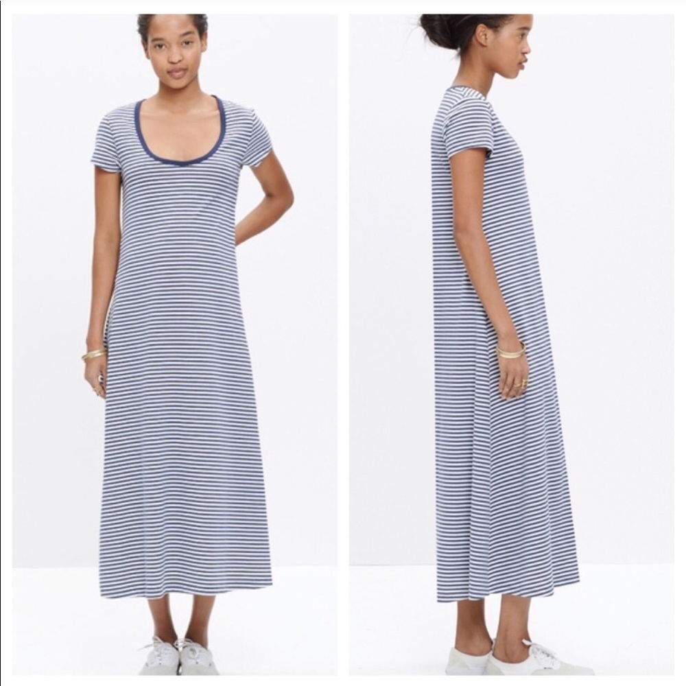 Madewell Striped Swing Midi Dress